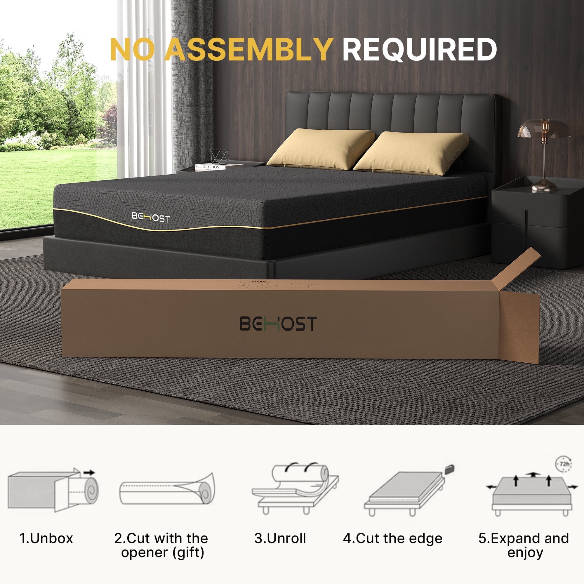 BEHOST 10 inch Memory Foam Full Size Mattresses, CertiPUR-US Certified, Medium Supportive Mattress