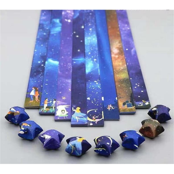 Origami de estrella gruesa 136, 8 dibujos por juego, papel con forma de estrella de pentagrama de la suerte para niños