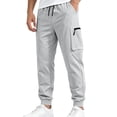 thumbnail image 2 of Gubotare Mens Lightweight Sweatpants Baggy Sweatpants Mens Zipper Pockets Gym Workout Sweat Pants Wide Leg Cotton Soft Loose Open Bottom Casual Y2K (Light Gray,L), 2 of 9