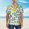 thumbnail image 4 of Lsque Funny Dinosaurs on Stripes pattern Hawaiian Shirt for Men, Unisex Summer Beach Casual Short Sleeve Button Down Shirts-Medium, 4 of 9