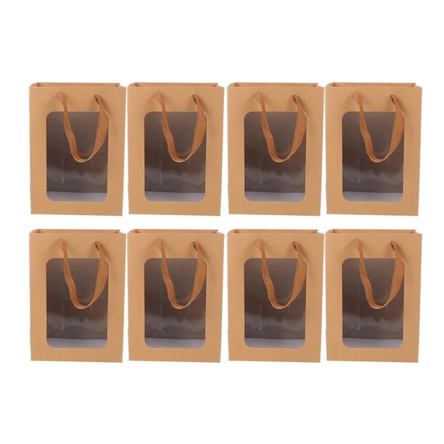 Minkissy Clear Window Kraft Paper Bags 10Pack for Simple Appearance and Reusable Storage