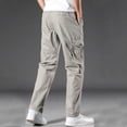 thumbnail image 7 of Men's Elastic Waist Casual Pants Trousers Joggers, Blended Stretch Fabric Pull On Straight Leg Breathable Lightweight Soft, Beach Vacation Gym Workout Daily Wear Summer | AESTIVO,Gray M, 7 of 7