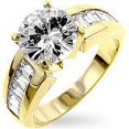 thumbnail image 2 of 18k Gold Plated Engagement Ring with Channel Set Baguette Cubic Zirconia and a Round Cut CZ Size 9, 2 of 2