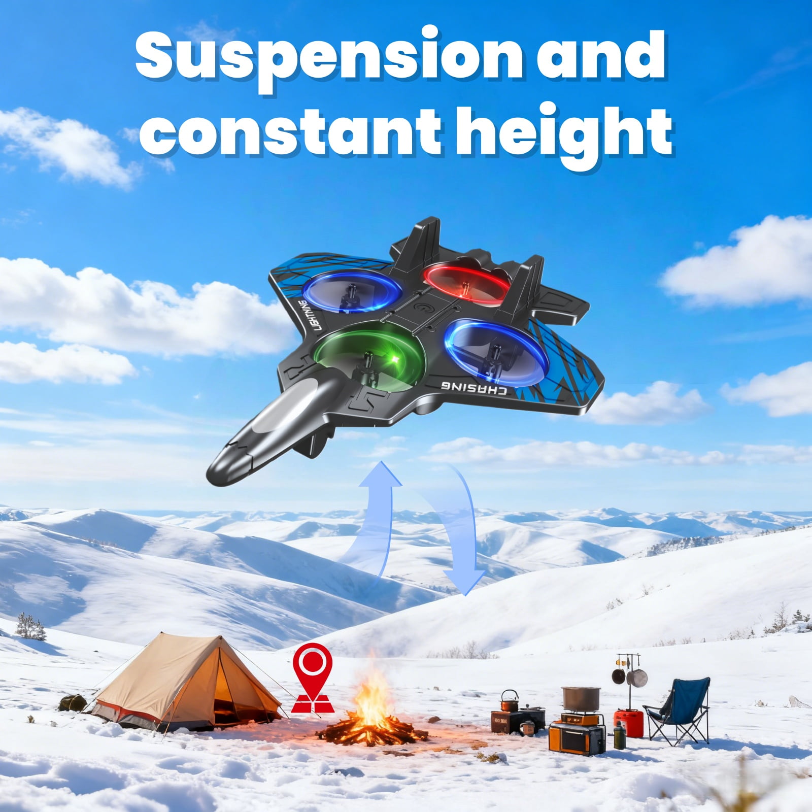 Foam Remote Control Airplane for Ages 14+, RC Fighter Jet with LED Lights, 360° Flip Stunt Roll, Durable EPP Plane Gift for Teens & Adults