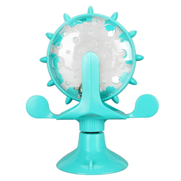 Cat Slow Feeder Round Windmill Shape Pet Slow Food Treat Toy Food Treats Dispenser Toy for Cats and Puppies Blue