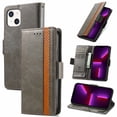 thumbnail image 1 of Case for iPhone 13 Cover Leather Wallet Folio Case Book Design Flip Magnetic Closure - Grey, 1 of 5