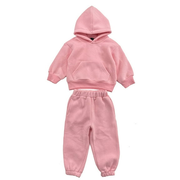 LYMAYTER Kids Girls Boys Cotton Sweatshirt Outfit 2PCS Toddler Hooded Fall Winter Sweatsuit Tops and Jogger Pants Set for 1-8 T