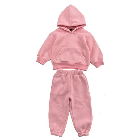 

Chenyin Toddler Kids Girls Boys Tracksuit 2PCS Outfits Long Sleeve Hooded Sweatshirt Pullover Tops Bouffant Sweatpants Fall Winter Clothing Set 1-8 Years