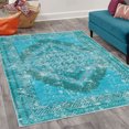 thumbnail image 2 of Rustic Area Rug with Non-Slip Backing, Warm Ethnic Colors of Abstract Geometric Tribal Ornaments Mesh Grid Shapes, Quality Carpet for Bedroom and Room, 6.6' X 9.6', Sea Blue Dark Teal, by Ambesonne, 2 of 6