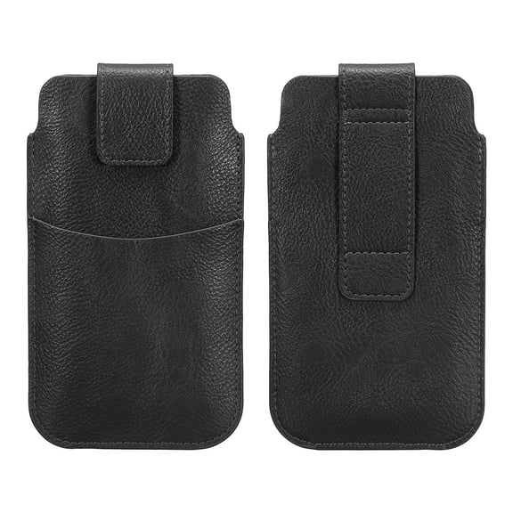 Phone Belt Holder Case for 5.2" Cell Phones, Vertical Leather Phone Belt Pouch, Black