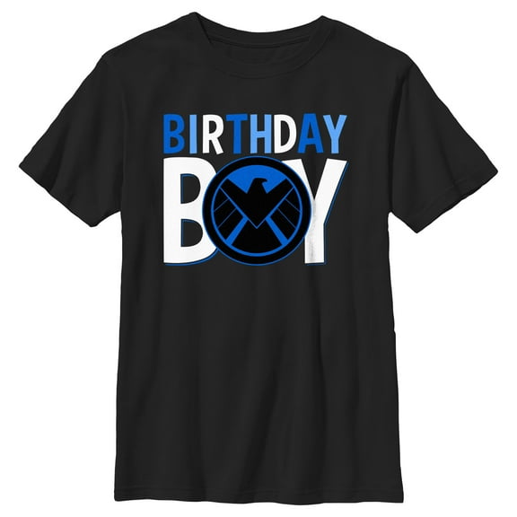 Boy's Marvel Birthday Boy Falcon Logo Graphic Tee Black Small