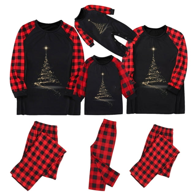 Yammkia Pyjamas de Noël Assortis pour la Famille Ensembles Assortis de Pyjamas de Noël pour la Famille Pyjamas de Noël Tenues de Nuit pour les Fêtes de Noël Fête de Noël (Rouge,TTTG)