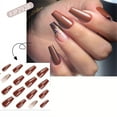thumbnail image 3 of Fofosbeauty 24pcs Press on False Nails Tips, Coffin Fake Acrylic Nails, Simple Dark Brown Color, 3 of 9