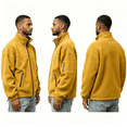thumbnail image 4 of GUZOM Mens Stand Collar Fleece Jacket,Full Zip Loose Fit with Zipper Pockets,Yellow,Size S, 4 of 6