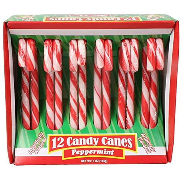 12 Red and White Christmas Holiday Peppermint Candy Canes, 5 Ounces