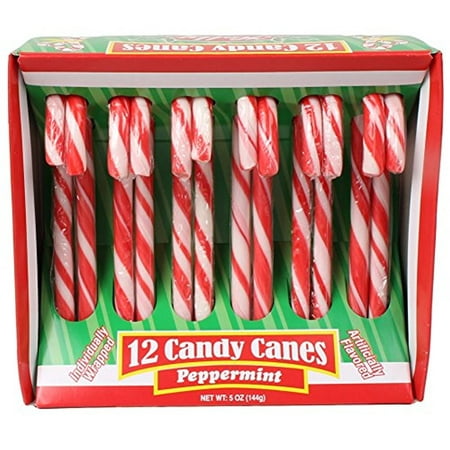 - 12 Red and White Christmas Holiday Peppermint Candy Canes, 5 Ounces