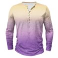 thumbnail image 2 of S-5X Mens Big and Tall T Shirts Long Sleeve Plus Size T-Shirts Button Crewneck Casual Pullover Slim-Fit Gradient Printed Basic Tees Tops, 2 of 4