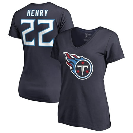 Derrick Henry Tennessee Titans NFL Pro Line by Fanatics Branded Women's Player Name & Number Icon V-Neck T-Shirt - (Best Tennessee Titans Players All Time)