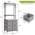 thumbnail image 3 of Homhougo Clothes Rack With 6 Drawers, Storage Organizer With Metal Frame and Wooden Top Industrial Garment Rack With Hanging Rods & 4 Side Hooks Adjustable Wardrobe Storage Closet for Bedroom, Grey, 3 of 9