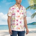 thumbnail image 5 of Watercolor Pink Floral Hawaiian Shirts For Men, Summer Short-Sleeve Relaxed-Fit Button-Down Shirts 3x-Large, 5 of 9