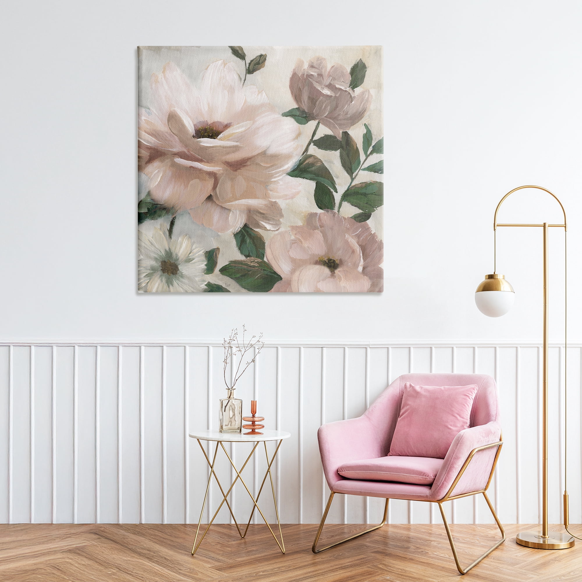 Stupell Industries Budding Blush Peonies & Leaves Canvas Wall Art, design by Nan