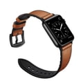 thumbnail image 3 of Compatible with Apple Watch Band 45mm 44mm 42mm, Sweatproof Leather and Rubber Hybrid Band Strap Compatible with Series 7 6 5 4 3 2 1 SE, 3 of 7