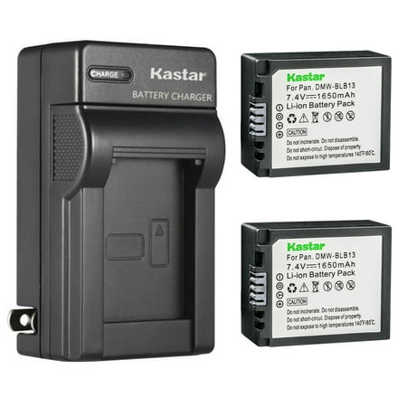 Image of Kastar 2-Pack Battery and AC Wall Charger Replacement for Panasonic DMW-BLB13 DMW-BLB13E DMW-BLB13GK DMW-BLB13PP Battery DE-A49 DE-A49A DE-A49B DE-A49C Charger Lumix DMC-GF1EG DMC-GF1GH Camera