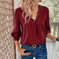 thumbnail image 5 of Summer Akafmk 3/4 Sleeve Shirts for Women,Summer Womens Chiffon Top,Spring Summer V-Neck Fashion T-Shirt Solid Color Casual for Women, 5 of 5