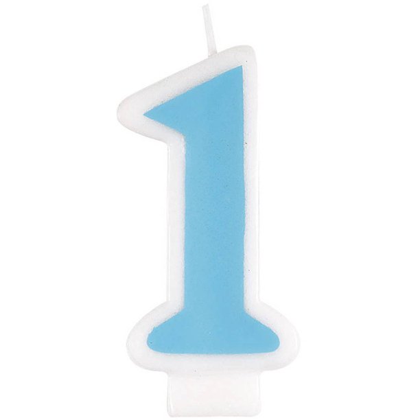unique industries number 1 shaped blue solid print 1st birthday candle 3 0 walmart com
