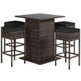 thumbnail image 1 of Gymax Ensemble de 5 Pcs pour Patio en Rotin avec Tabouret de Bar, Étagère de Rangement Dissimulée, Coussin, Rouge, Patio, Noir, 1 of 4