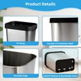 thumbnail image 4 of 3 Pack Stainless Steel Trash Can - 3 Gallon, Open Top, Rectangular Design for Kitchen, Bathroom, Living Room, Office, 4 of 7