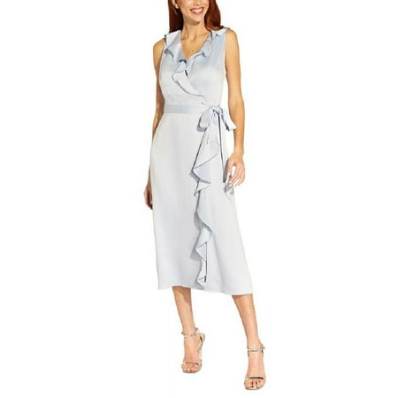 Adrianna Papell Women's Ruffled Midi Dress Blue Size 14