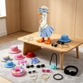 thumbnail image 5 of Yardvibe 16PC Desk Goose Outfits, 7 Inch Summer Mini Porch Goose Outfits Hats Sunglasses Swimming Ring Necklaces Dresses for Magnetic Geese Statue, Key Holder Table Decor (B), 5 of 9