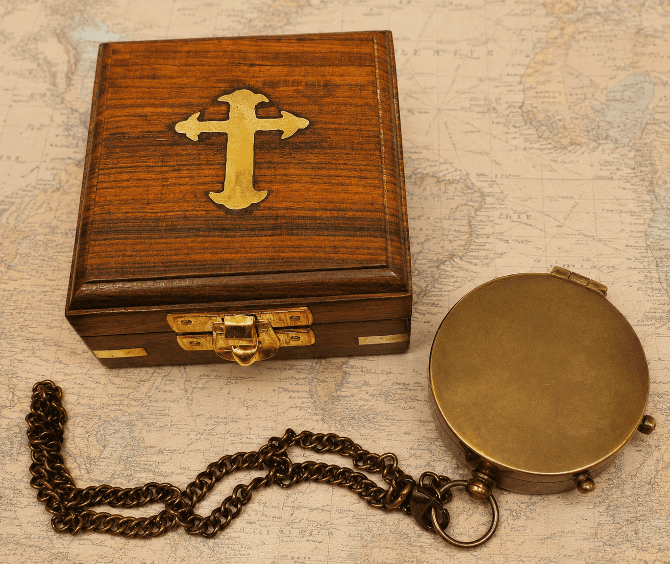 Engraved Brass Compass with Wooden Display Box – John 3:16 Bible Verse Religious Gift – Antique Style Nautical Pocket Compass for Baptism, Confirmation, or Missionary Gift