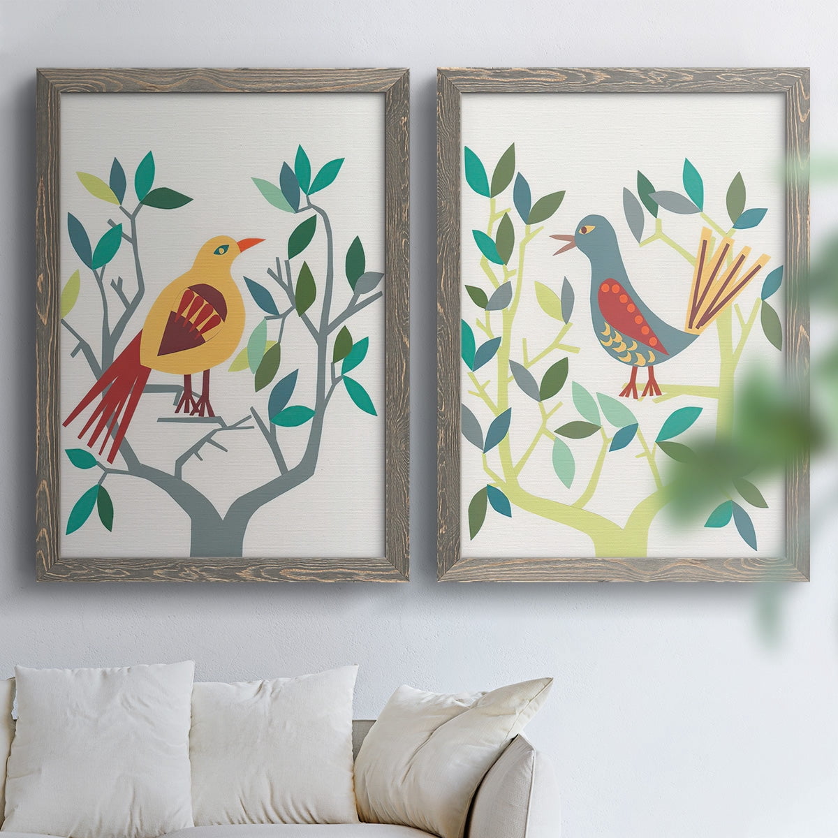 Whitty Bird III - Premium Framed Canvas 2 Piece Set - Ready to Hang