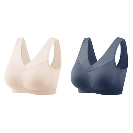 (2-Pack) Kcodviy Women s Comfortable and Sports Bras for Thin Summer Bra Beautiful Womens Sports Bras Back Tank Top No Tan Bra Steel Ring Bra