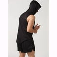 thumbnail image 4 of SWSMCLT Men's Running Hooded Vest Soft Basic Casual Tank Top Quick Dry Fit Sleeveless Summer Top High Low Slim Fit Workout Fall Black X-Small, 4 of 5