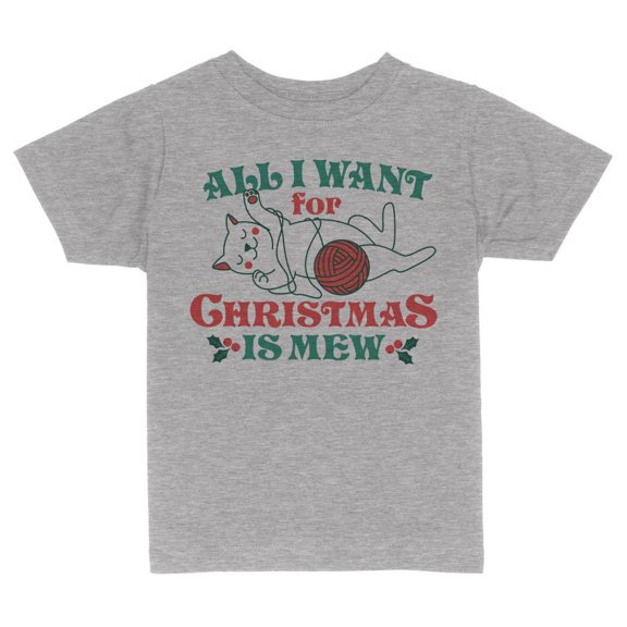 TeesAndTankYou All I Want For Christmas Is Mew Toddler Kids T-Shirt 2T Heather Grey