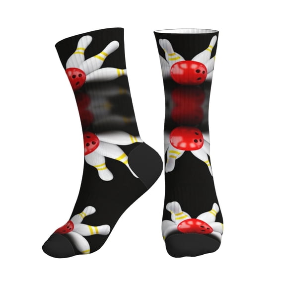 Women's Men's Bowling Bottle Print Colorful Novelty Pattern Crew Athletic Socks