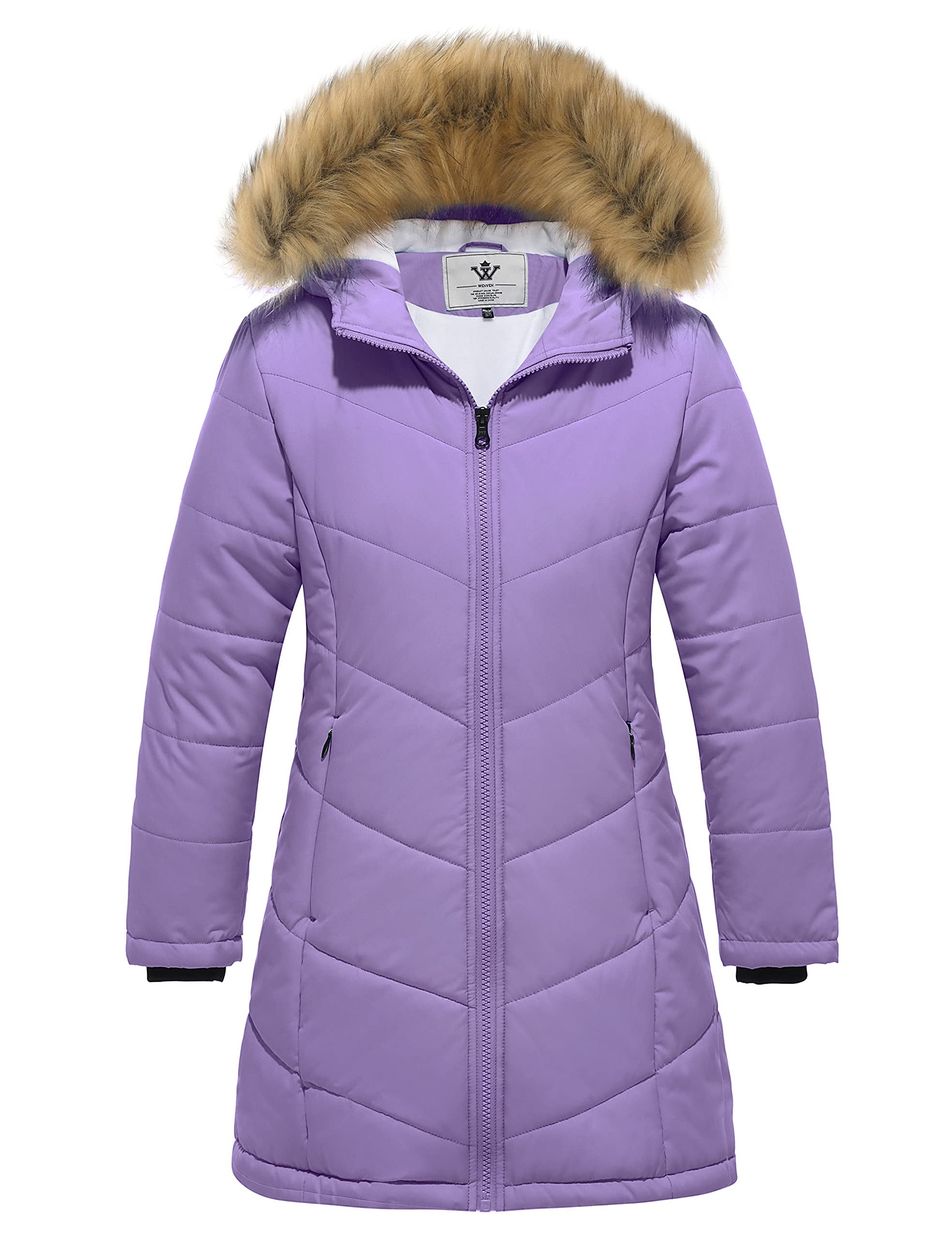 WenVen Boy's & Girl's Winter Warm Sherpa Lined Parka Coat with Removable Hood
