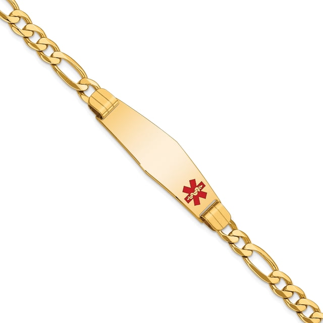14k Yellow Gold Medical Alert Figaro Link Id Bracelet
