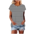 thumbnail image 1 of Mujeres de Manga Corta Tops Casual Cuello Redondo Impresión Blusa Poliéster Ligero Top, Camisa de las Señoras de la Moda para el Hogar Diario Y el Uso Cómodo, 1 of 9
