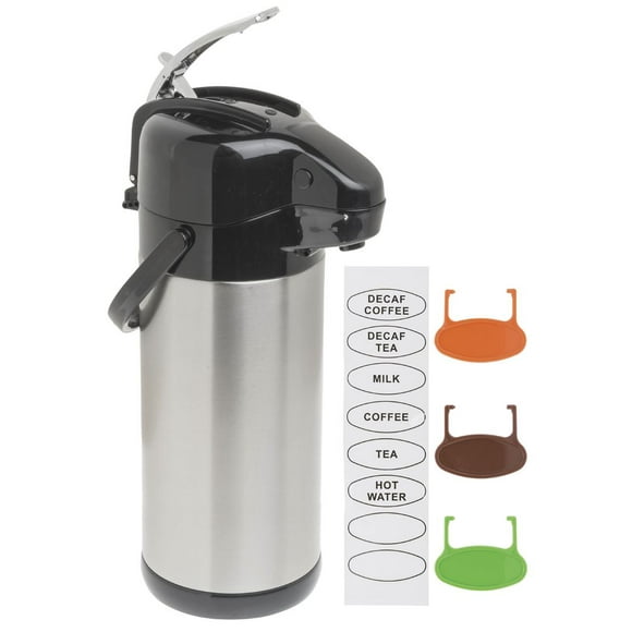HUBERT Airpot Coffee Server with Lever Lid 3 Liter Stainless Steel Stainless-Lined
