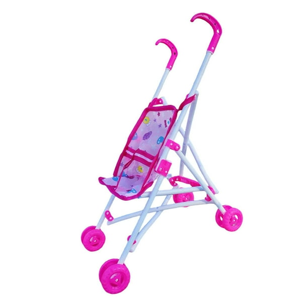 Carrito de empuje de juguete para muñecas, cochecito de simulación plegable de desarrollo, juguete para niños para fiestas preescolares al aire libre