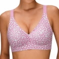 thumbnail image 2 of Siminsem Wireless Jelly Bra for Women Seamless Push Up Full Coverage Leopard Print No Underwire Comfortable T-Shirt Bra Adjustable Straps Everyday Sleep Lounge Support Bras, Pink,L, 2 of 9