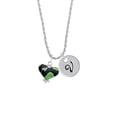 thumbnail image 2 of Delight Jewelry Silvertone Lime Green Large Cheetah Print Heart Silvertone Script Initial Disc - V - Charm Necklace, 20"+3", 2 of 4