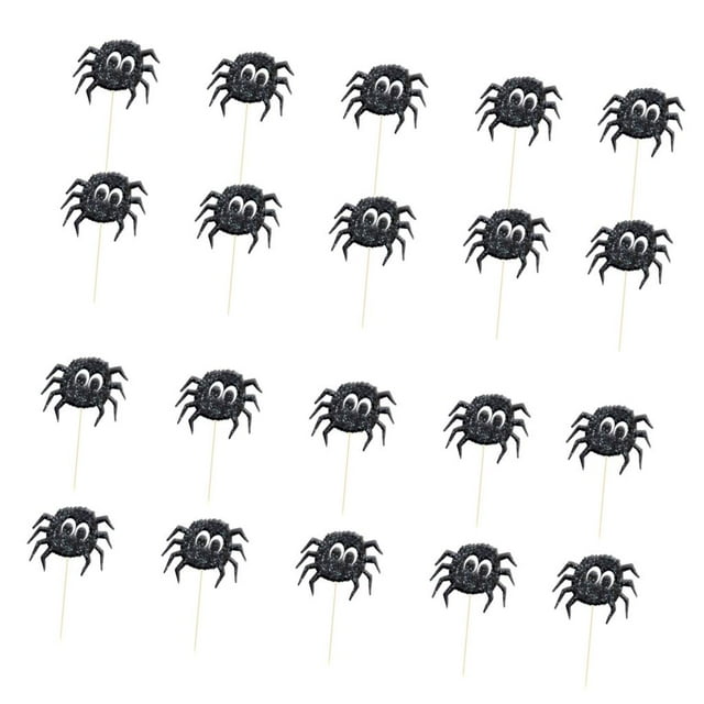 Piezas De 20 Topper Glitter Cake Cupcake En Púas / Spider / Cat / Raven / Pumpkin / Zombie / Boo