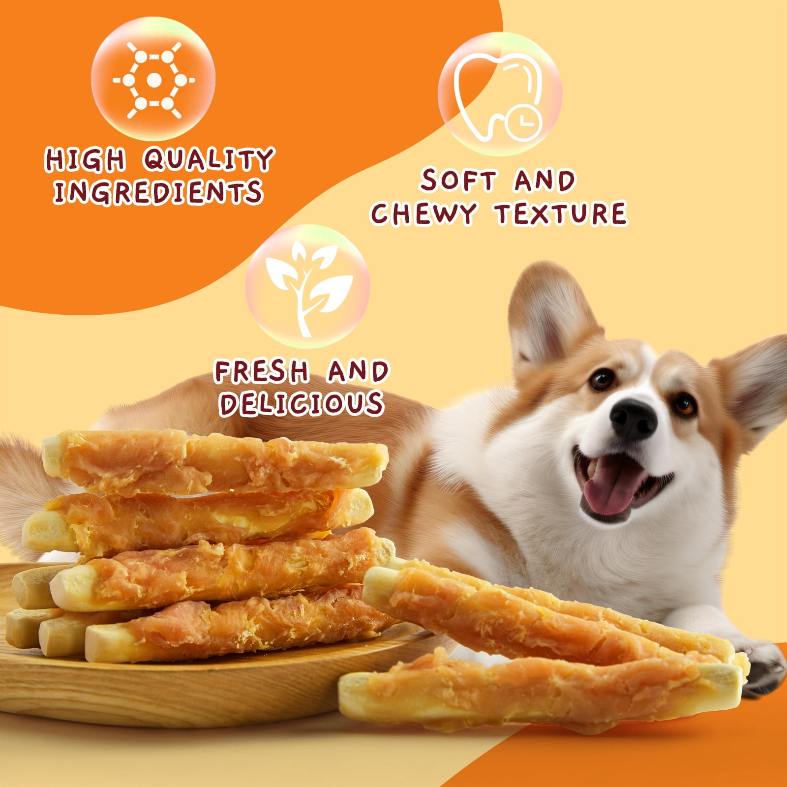 (3 pack) Jungle Calling Chicken Wrapped Biscuits Rawhide-Free Dog Treats, 14-oz bag