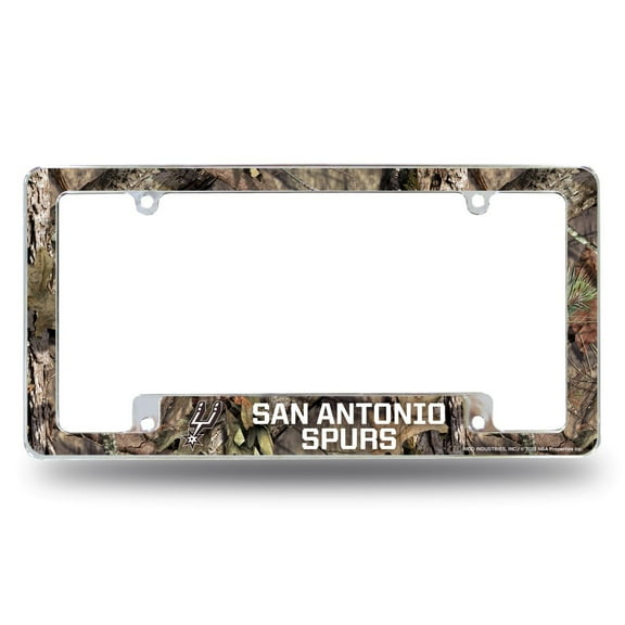 San Antonio Basketball Spurs Chrome Metal License Plate Frame Camouflaged Camo Design