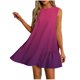 thumbnail image 1 of Vestido Corto para Mujeres Verano Moda Casual Impreso Lado Plisado Cuello Redondo sin Mangas, 1 of 7
